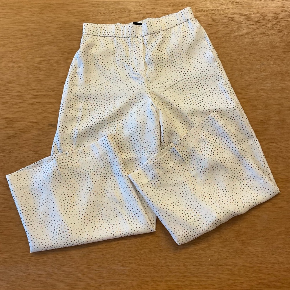 NWOT Theory ‘Raoka’ Cropped Silk Pant in Tossed Square (Size: P)